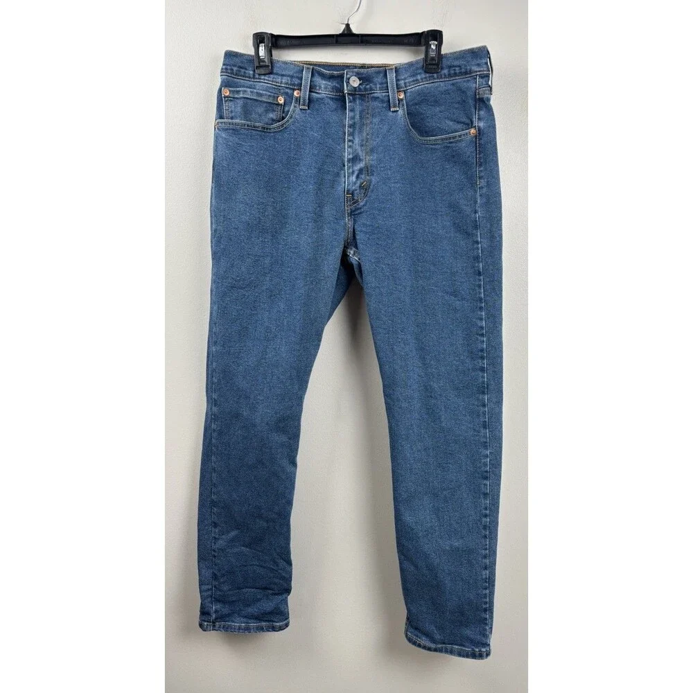 Levi's 502 Jeans Mens 34x32 Blue Medium Wash Slim Tapered Denim Zip Fly 5 Pocket